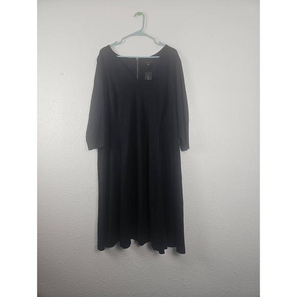Lane Bryant Dresses & Skirts - NWT Lane Bryant Black V-Neck Long Sleeve Fit Flare Maxi Dress 24